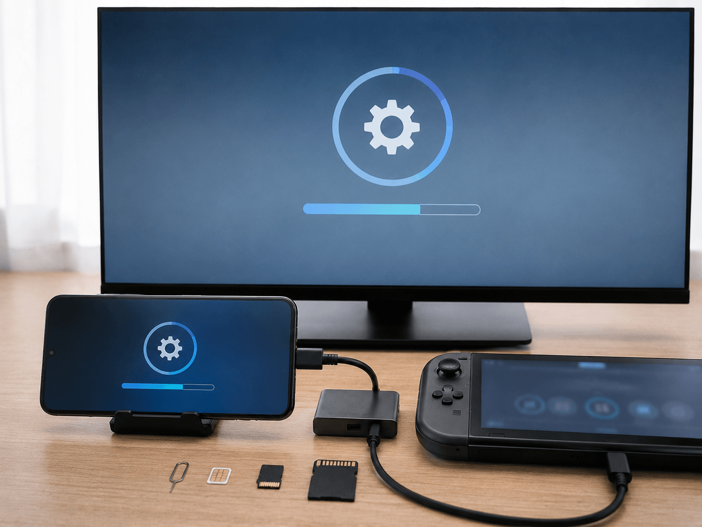 SDカード、カメラ設定画面、データ保護をイメージした写真。